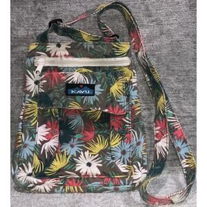KAVU Crossbody Shoulder Bag Purse BOHO Hippie Floral Bohemian Brown Pink Blue